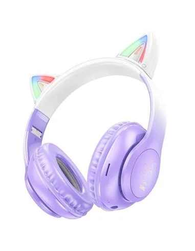 W42 AURICULAR BLUETOOTH OREJAS DE GATO PURPLE GRAPE