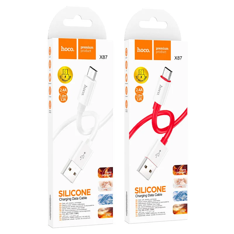 X87 CABLE USB-A A MICRO BLANCO 2.4A 1M