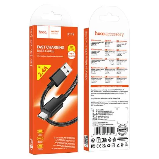 X119 ENERGY CABLE CARGA Y DATOS (USBA TO C) NEGRO