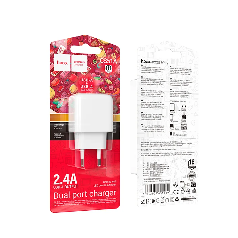 CS52A CARGADOR USB-A BRANCO