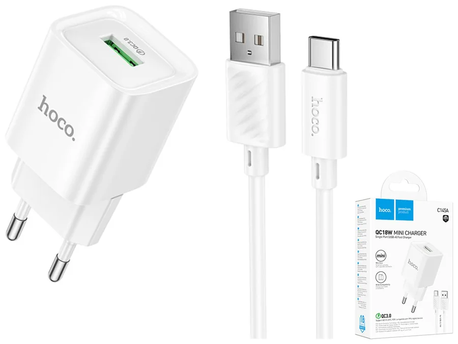 C145A CARGADOR+CABLE T-C BLANCO