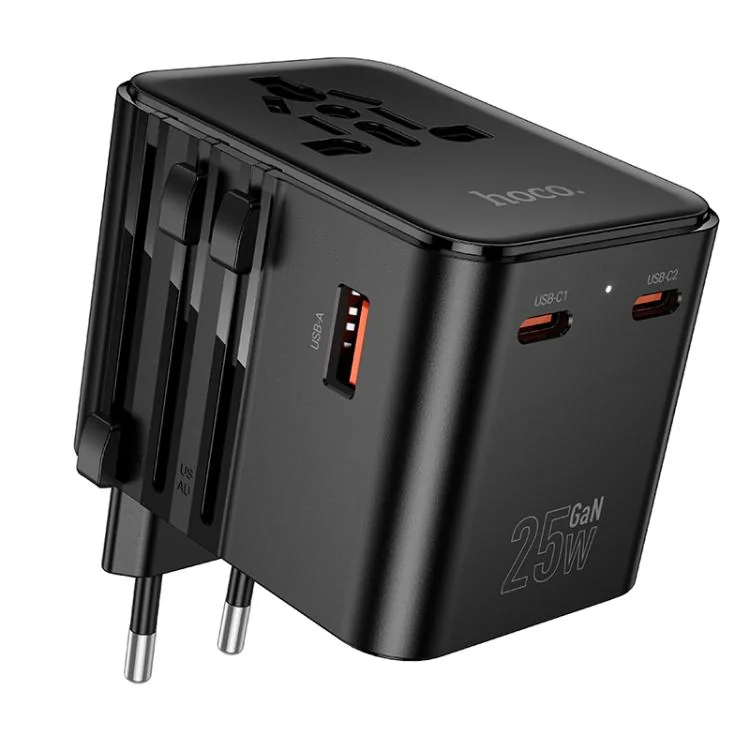 AC31 3-PUERT PD25W(2C1A) UNIVERSAL CARGADOR NEGRO