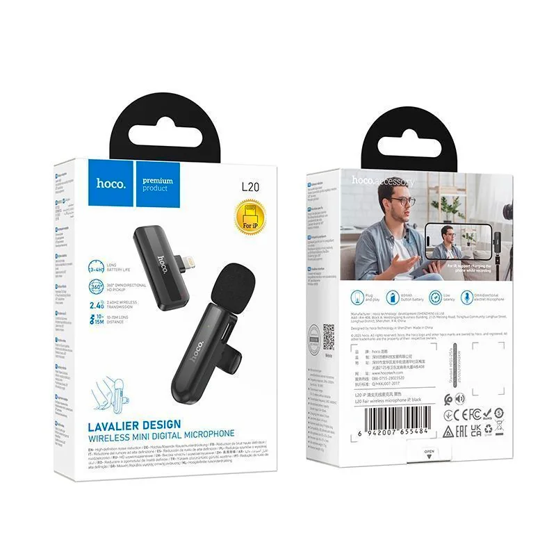 L20 FAIR MICROFONO INALAMBRICO TIPO-IP NEGRO
